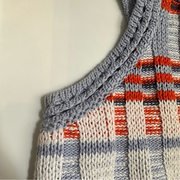 Banana Republic Blue Orange and White Plaid Apron Sweater Knit Tank Top - Picture 11 of 16